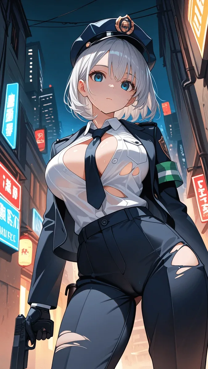 レノアスのキャラ「神崎さな」（27歳）。特務警察レイヴンの武闘派捜査官