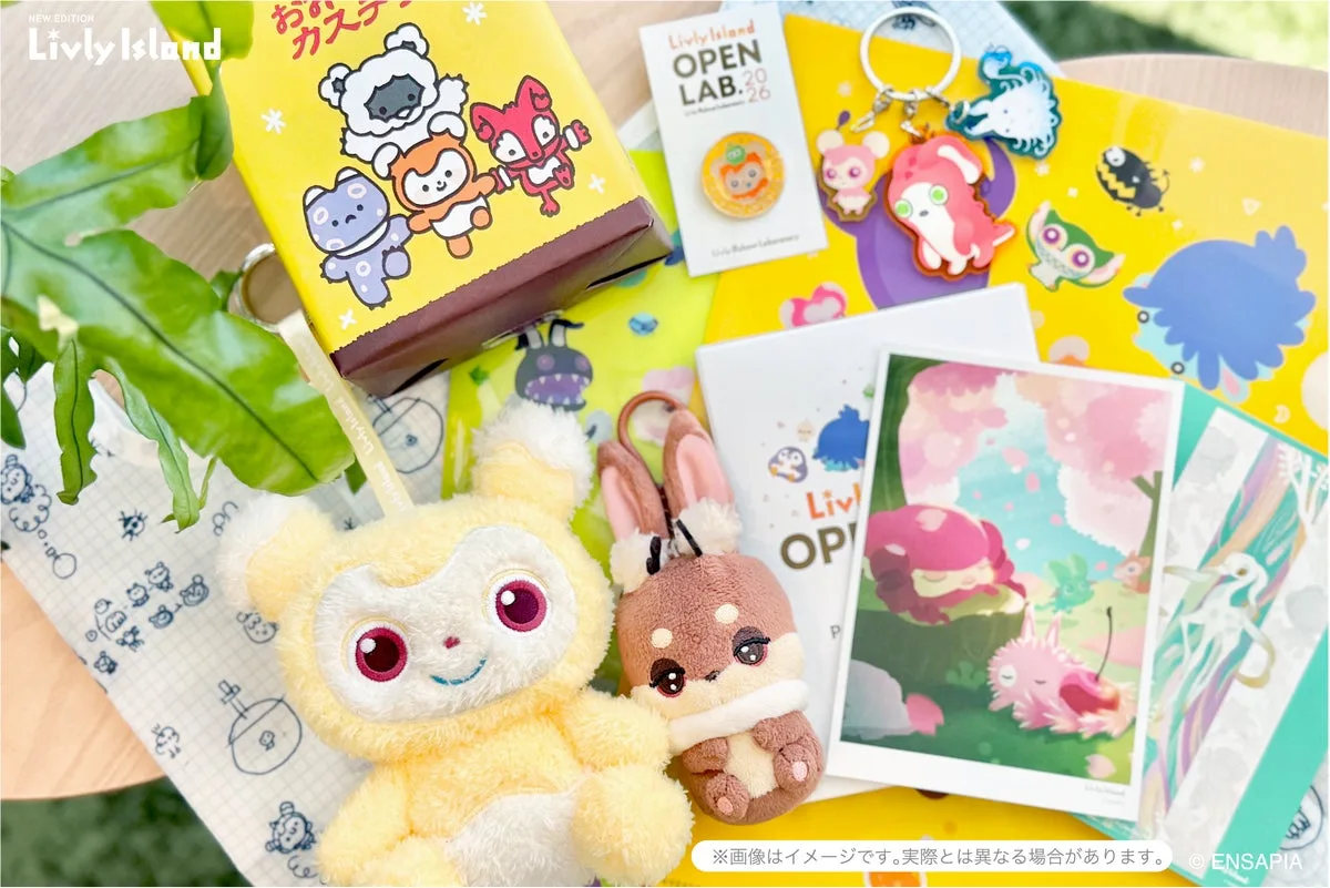 OPEN LAB. 2026で販売されるリヴリーのぬいぐるみやキーホルダーなどのグッズ